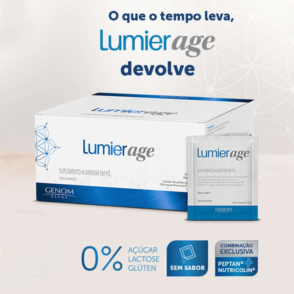 Suplemento Alimentar Genom Lumier Age 30 sachês - Suplemento Alimentar ...