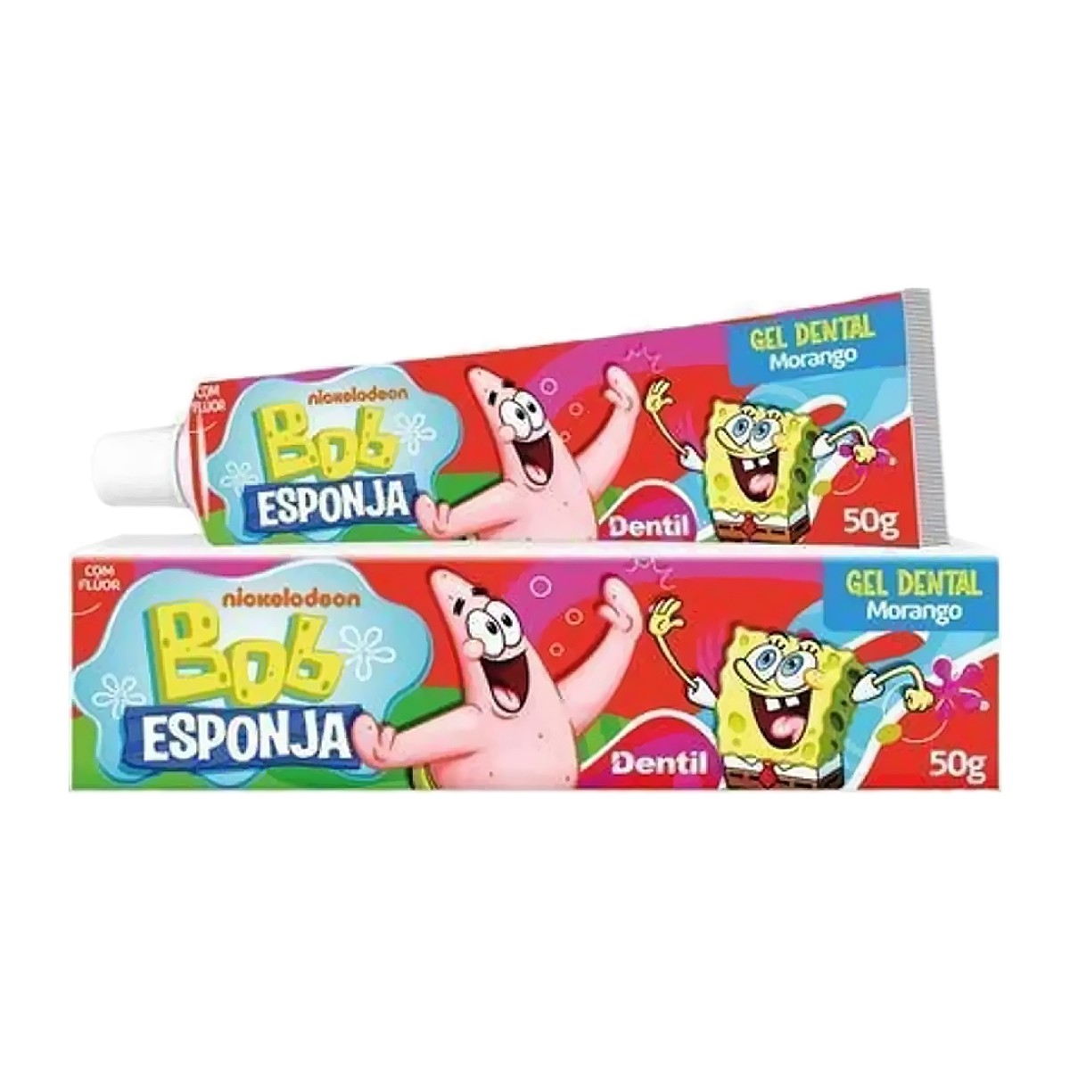Creme Dental Dentil Kids Bob Esponja Morango 50g Creme Dental Dentil
