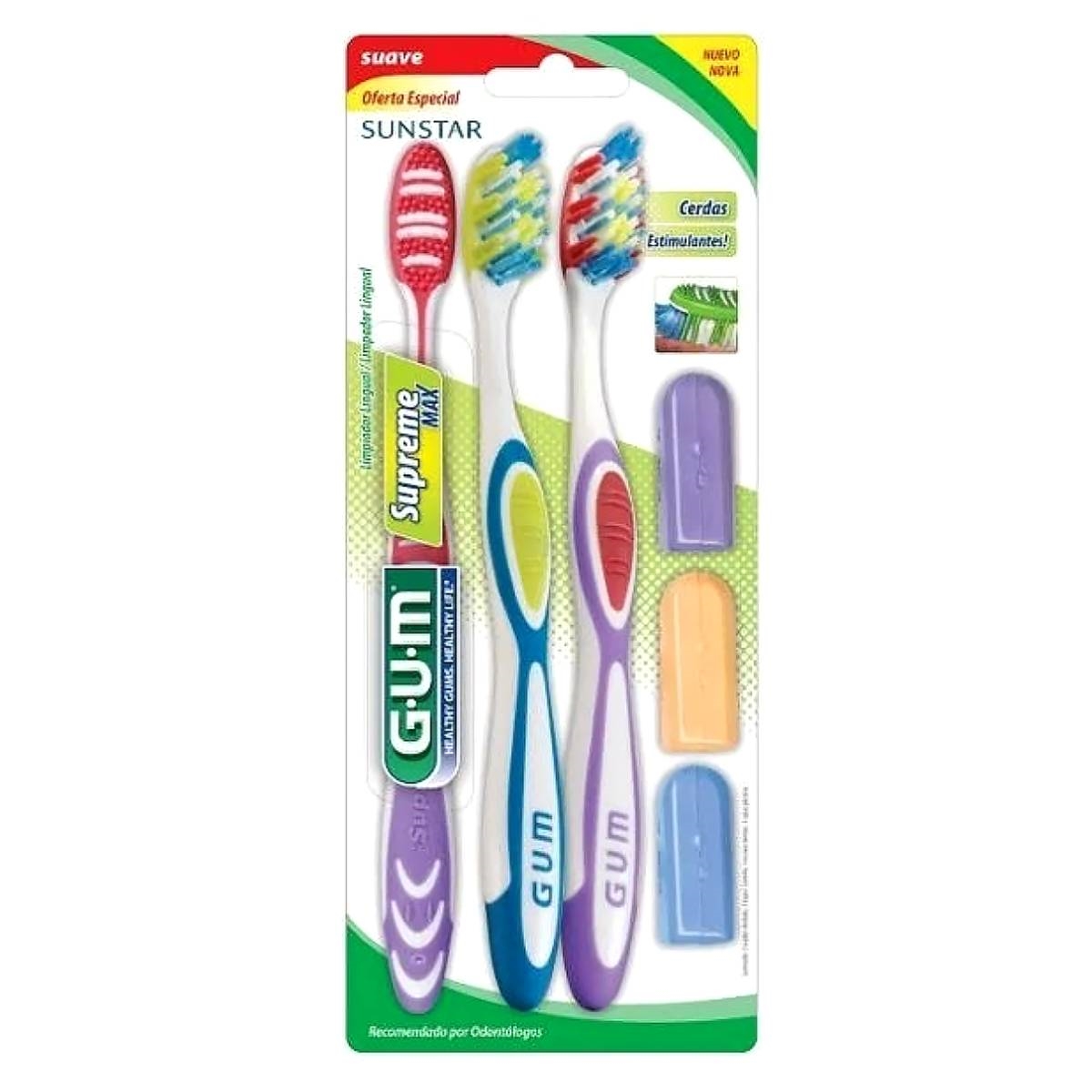 Escova Dental Gum Supreme Max Suave com 3 unidades Escova Dental Gum Supreme Max Suave com 3