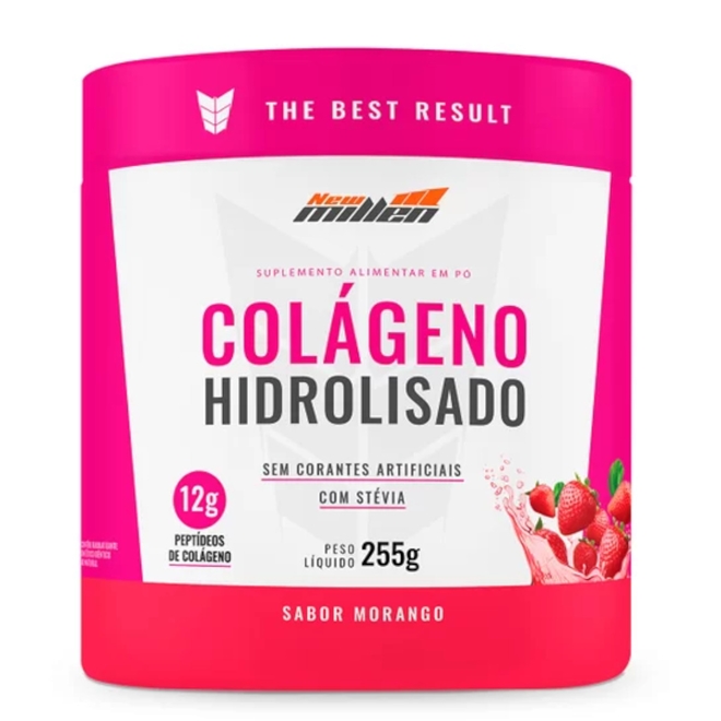 Colágeno em Pó Hidrolisado New Millen Morango 250g - Colágeno em Pó ...
